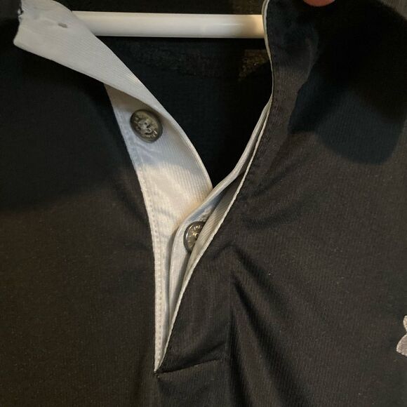 UNDER ARMOUR Black Silver Trim Golf Tennis Polo shirt Mens XXL - Picture 12 of 16